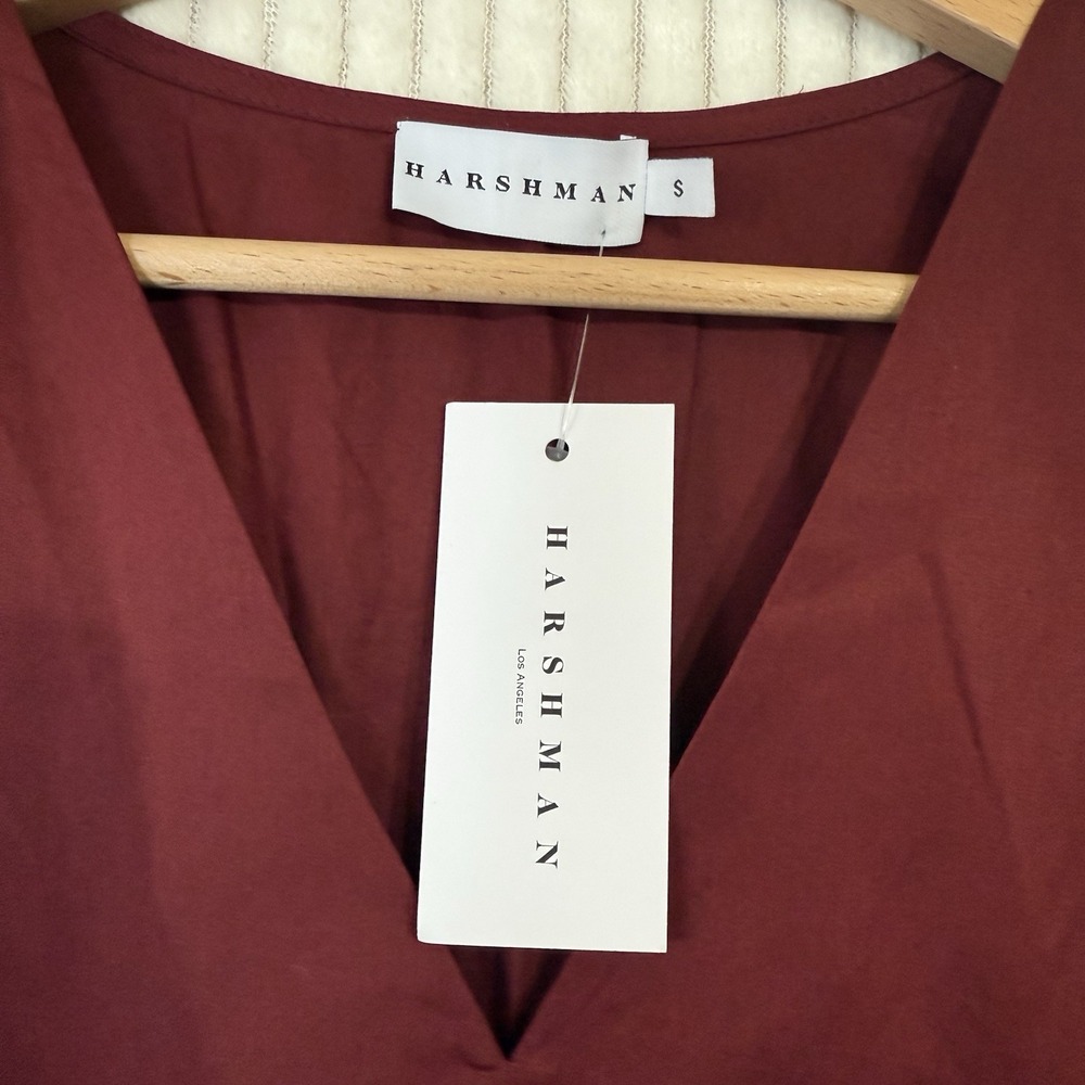 Harshman Vespera Dress Burgundy Black Size Small 100% Cotton NWT Pockets - Picture 12 of 16